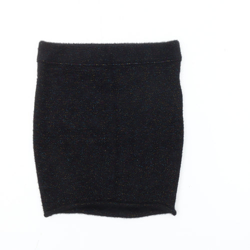Pull&Bear Women’s Black XS Glitter Knit Bodycon Mini Skirt