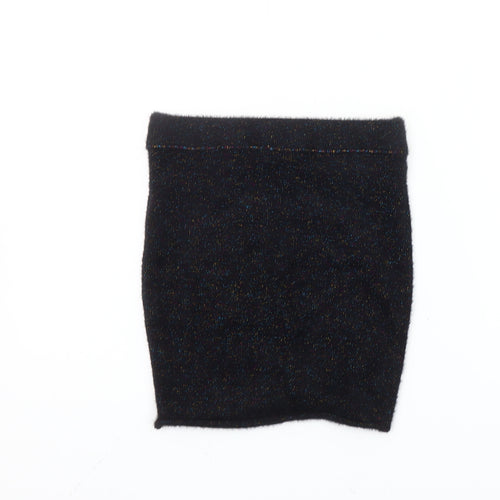 Pull&Bear Women’s Black XS Glitter Knit Bodycon Mini Skirt
