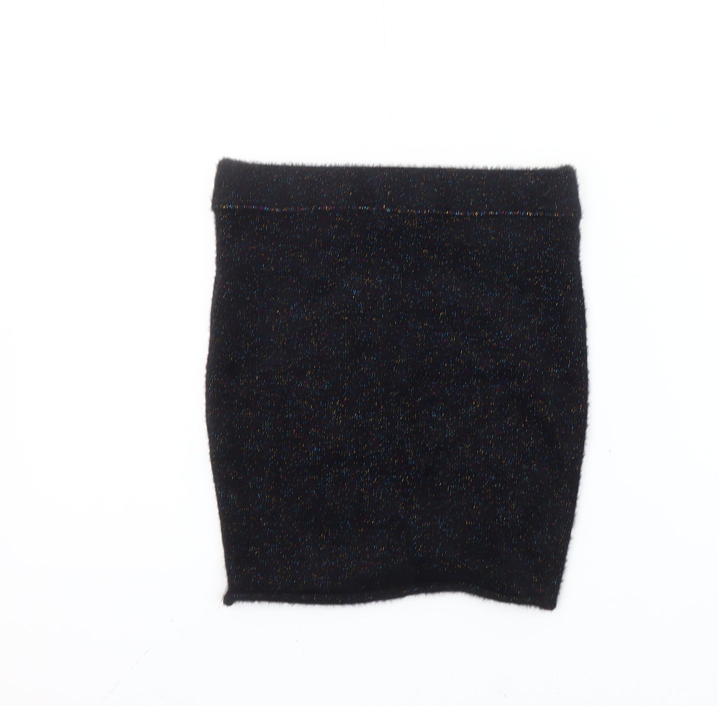 Pull&Bear Women’s Black XS Glitter Knit Bodycon Mini Skirt