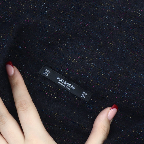 Pull&Bear Women’s Black XS Glitter Knit Bodycon Mini Skirt