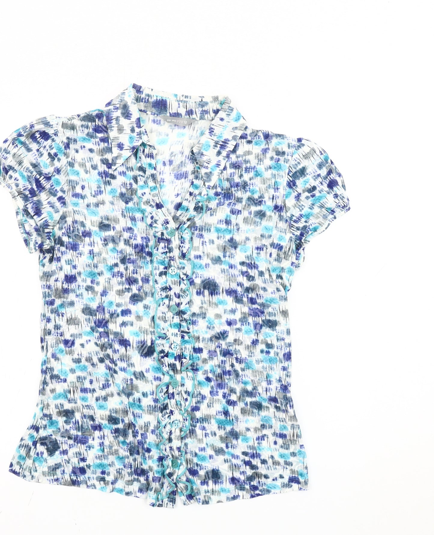 Marks and Spencer Per Una Women’s Multicoloured Ruffle Blouse Size 12