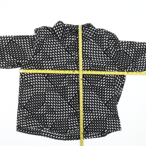Next Women’s Black Geometric Collared Long Sleeve Blouse Size 16