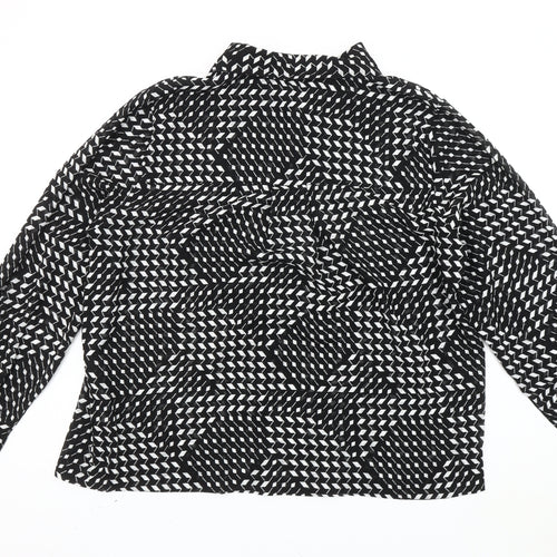 Next Women’s Black Geometric Collared Long Sleeve Blouse Size 16