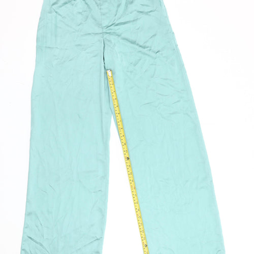Missguided Women's Green Wide-Leg High Rise Pleated Trousers Size 12