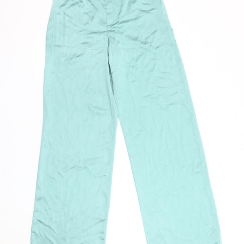 Missguided Women's Green Wide-Leg High Rise Pleated Trousers Size 12