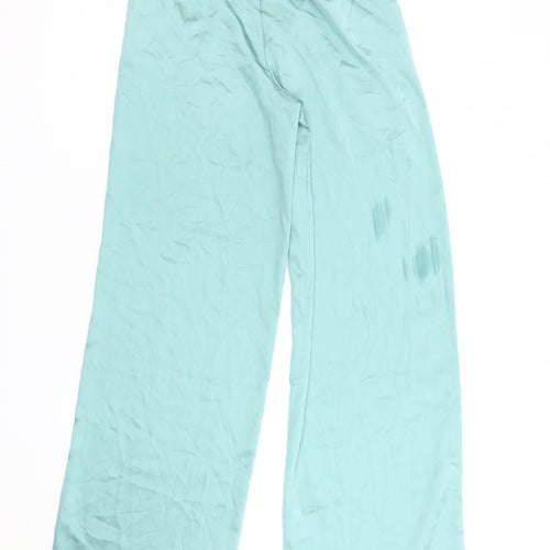 Missguided Women's Green Wide-Leg High Rise Pleated Trousers Size 12