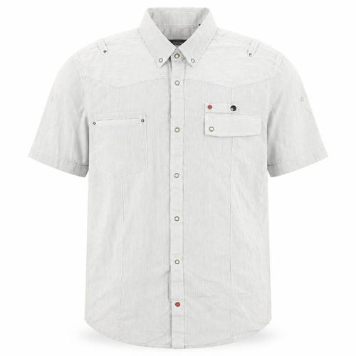 Matinique Men's White Striped 2XL Short Sleeve Button-Up Shirt