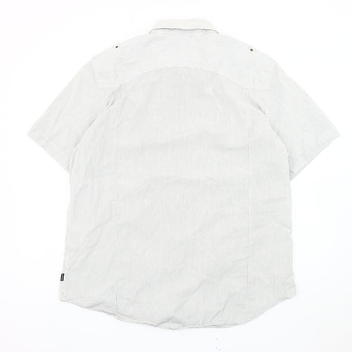 Matinique Men's White Striped 2XL Short Sleeve Button-Up Shirt