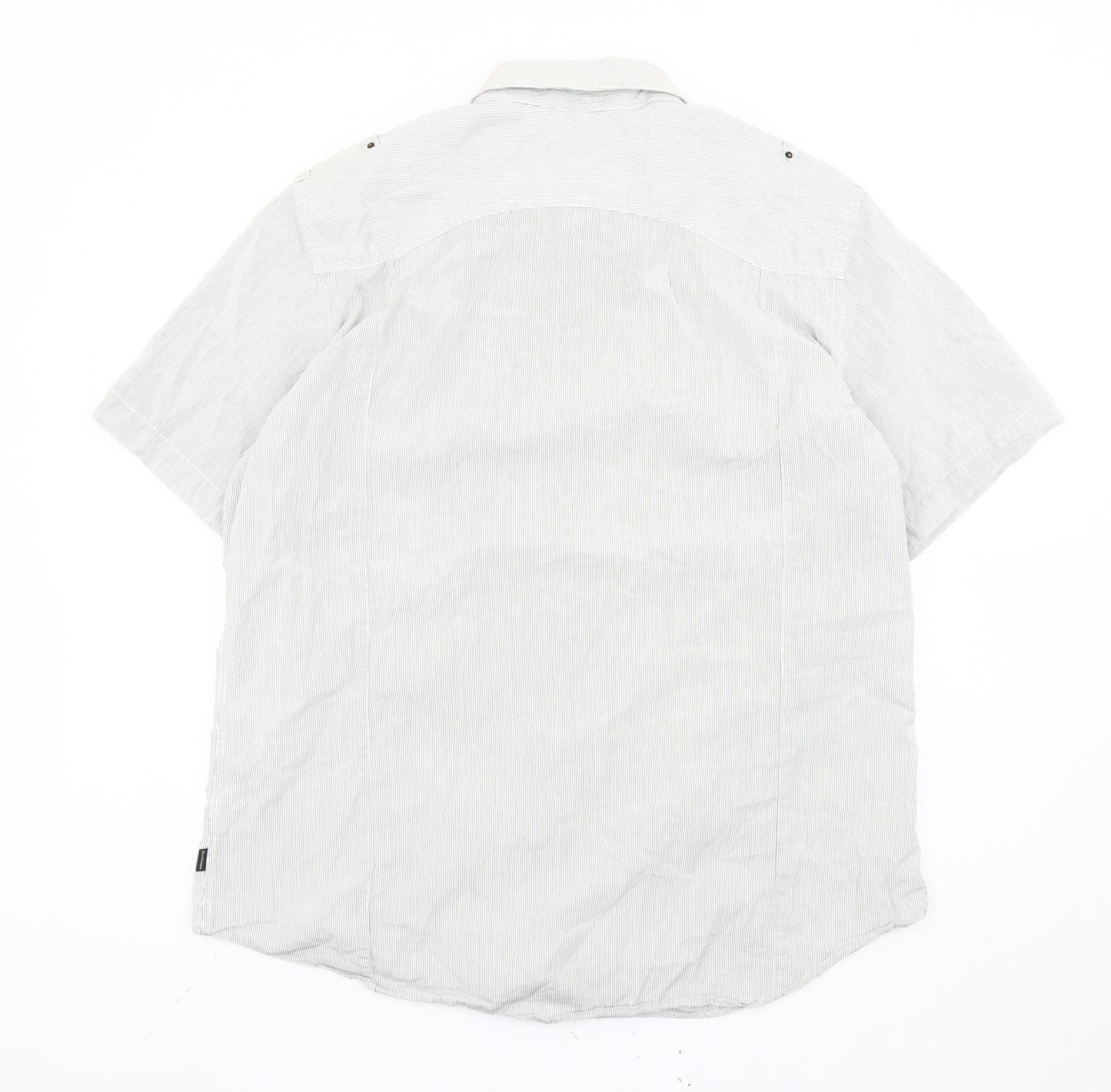 Matinique Men's White Striped 2XL Short Sleeve Button-Up Shirt