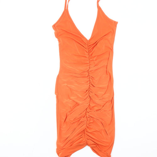 PrettyLittleThing Women’s Orange Size 8 Bodycon Ruched Dress