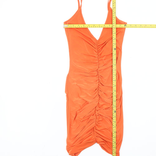 PrettyLittleThing Women’s Orange Size 8 Bodycon Ruched Dress