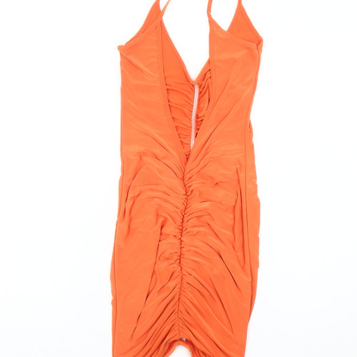PrettyLittleThing Women’s Orange Size 8 Bodycon Ruched Dress