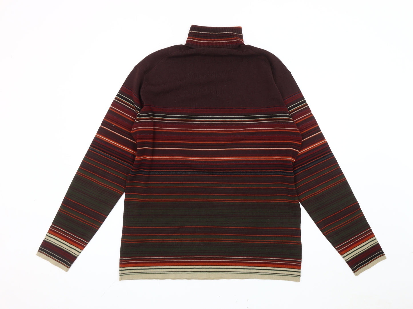French Connection Men's Multicoloured Striped Roll Neck Jumper L