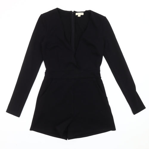 Silence + Noise Women’s Black XS Long Sleeve V-Neck Playsuit