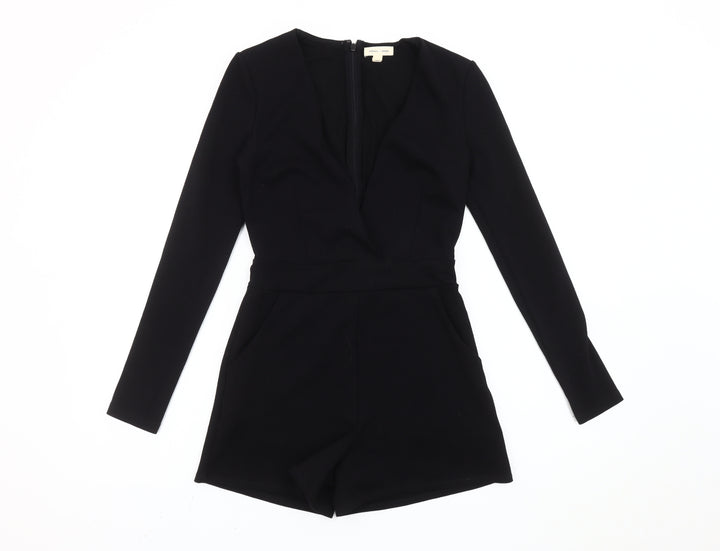 Silence + Noise Women’s Black XS Long Sleeve V-Neck Playsuit