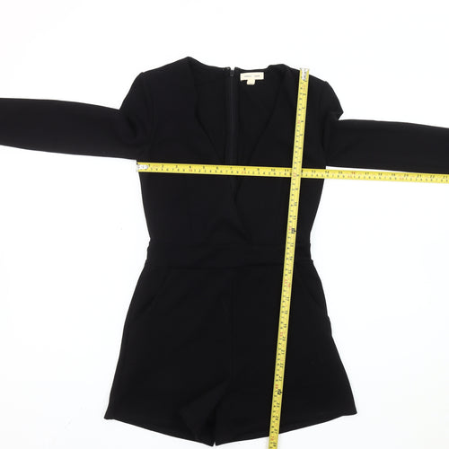 Silence + Noise Women’s Black XS Long Sleeve V-Neck Playsuit