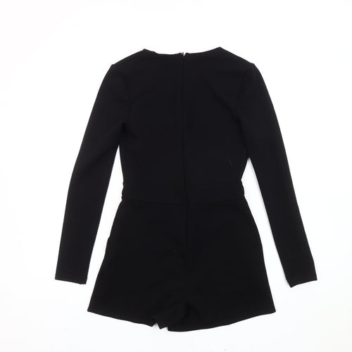 Silence + Noise Women’s Black XS Long Sleeve V-Neck Playsuit