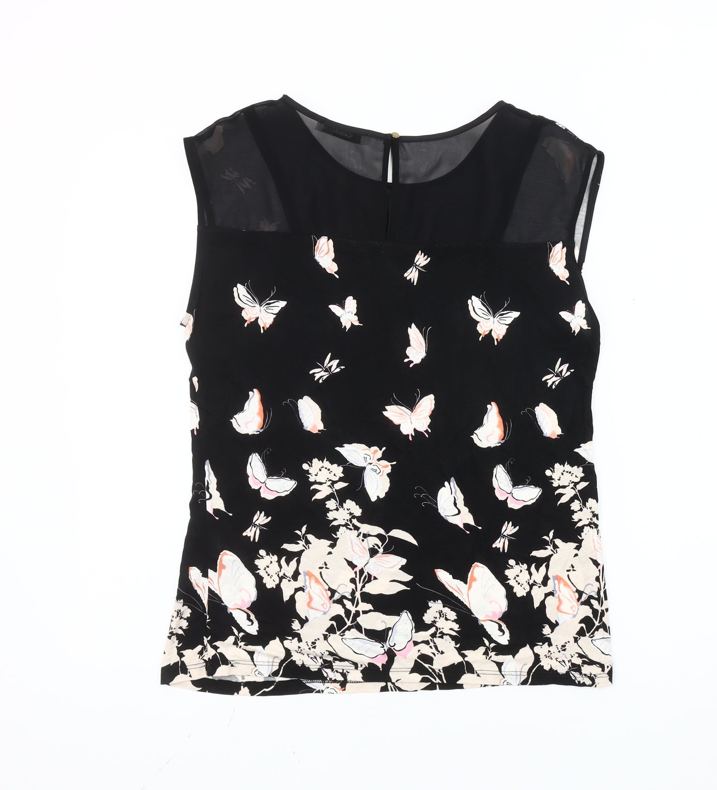 Oasis Women’s Black Butterfly Floral Sleeveless Blouse M