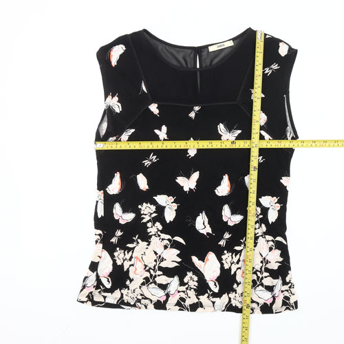 Oasis Women’s Black Butterfly Floral Sleeveless Blouse M