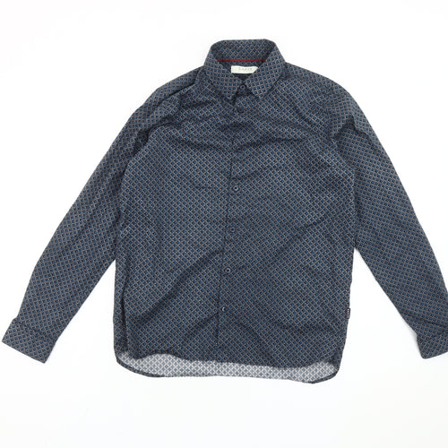 Baker by Ted Baker Boys Blue Geometric Long Sleeve Button-Up Shirt 12Y