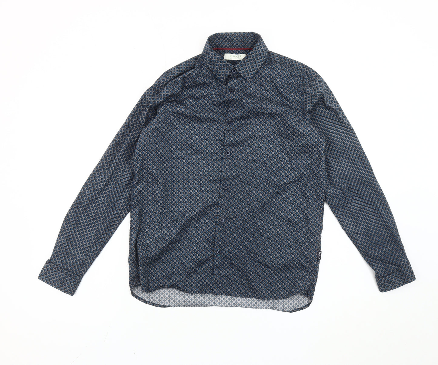 Baker by Ted Baker Boys Blue Geometric Long Sleeve Button-Up Shirt 12Y