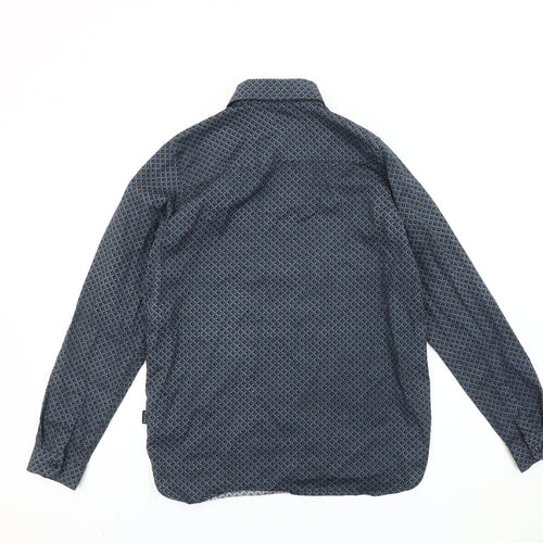 Baker by Ted Baker Boys Blue Geometric Long Sleeve Button-Up Shirt 12Y