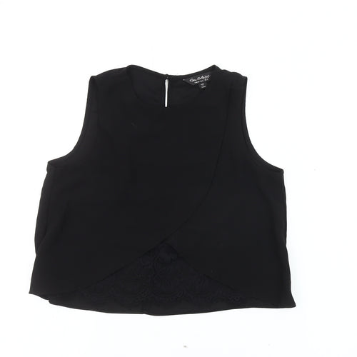 Miss Selfridge Women’s Black Size 6 Wrap Lace Blouse Sleeveless Summer
