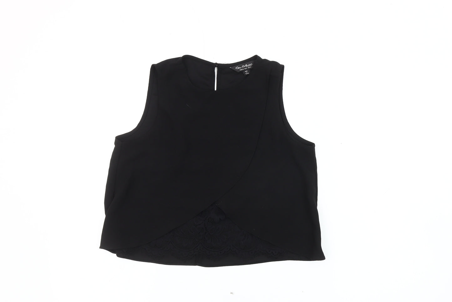 Miss Selfridge Women’s Black Size 6 Wrap Lace Blouse Sleeveless Summer