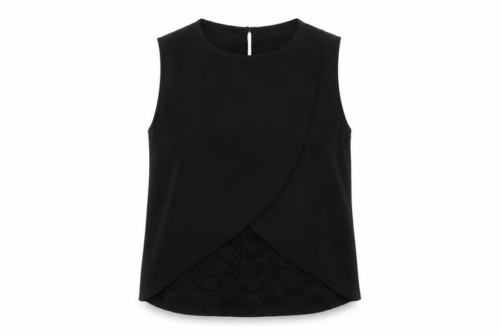 Miss Selfridge Women’s Black Size 6 Wrap Lace Blouse Sleeveless Summer