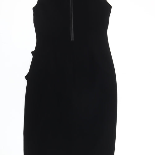 Coast Women’s Black Knee Length Sheath Dress Size S Ruffle Detail