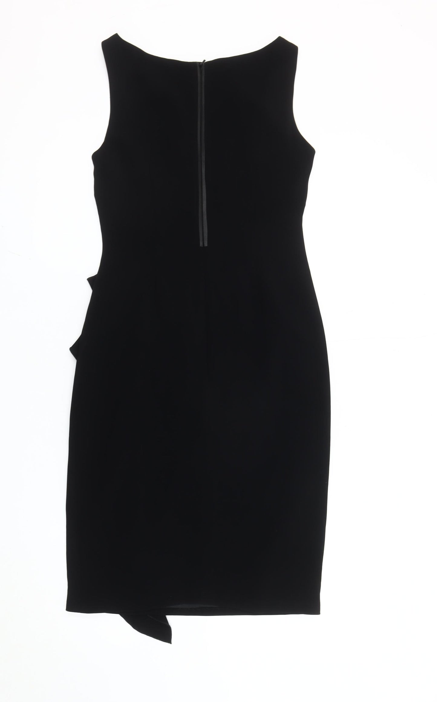 Coast Women’s Black Knee Length Sheath Dress Size S Ruffle Detail