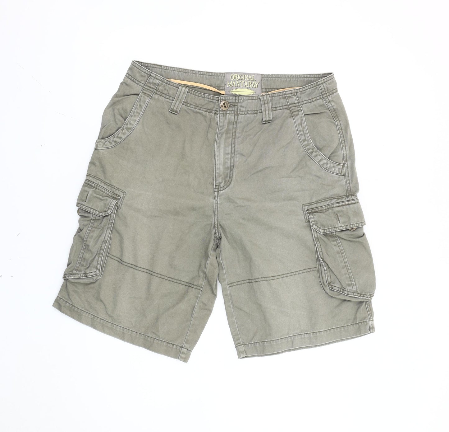 Mantaray Men's Green Cargo Shorts Size 34 Regular Fit Cotton Pockets