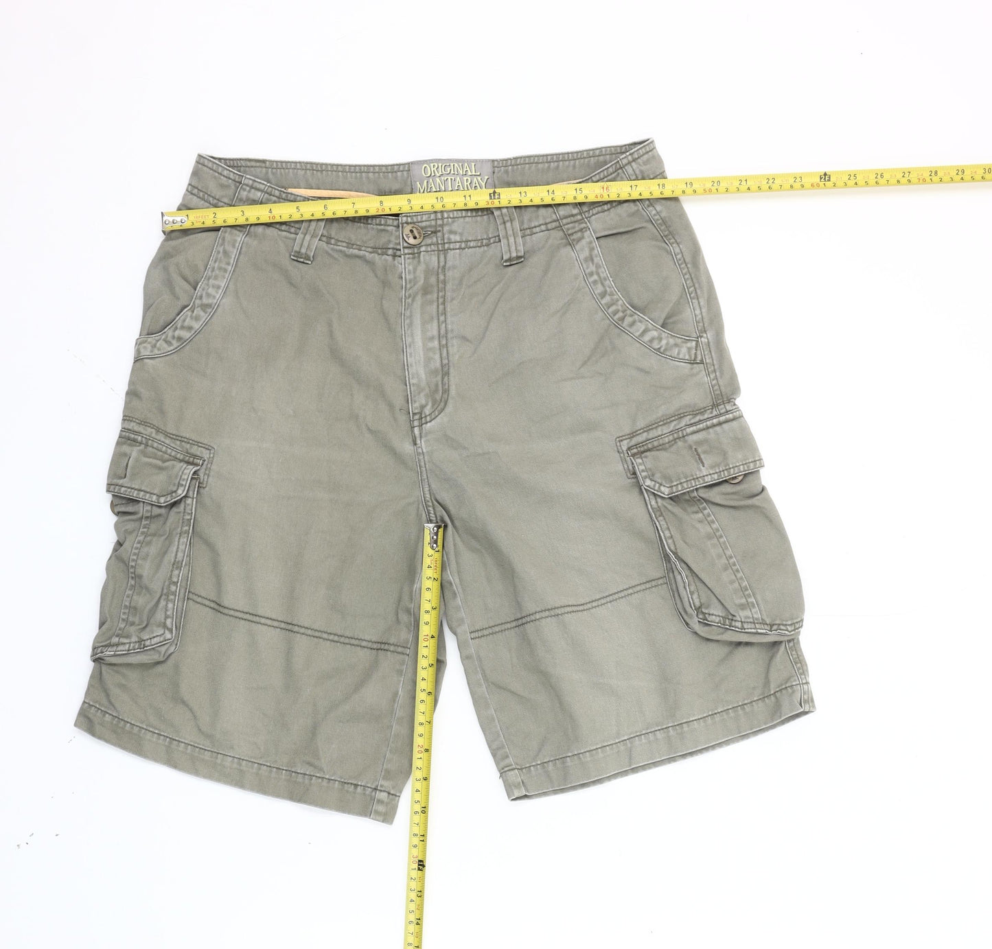 Mantaray Men's Green Cargo Shorts Size 34 Regular Fit Cotton Pockets