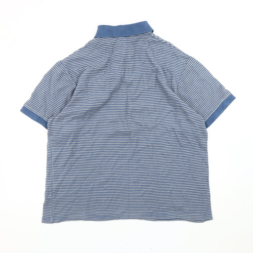 Pegasus Men’s Blue Striped Cotton Polo Shirt L Short Sleeve Casual Top