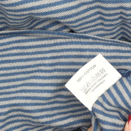 Pegasus Men’s Blue Striped Cotton Polo Shirt L Short Sleeve Casual Top