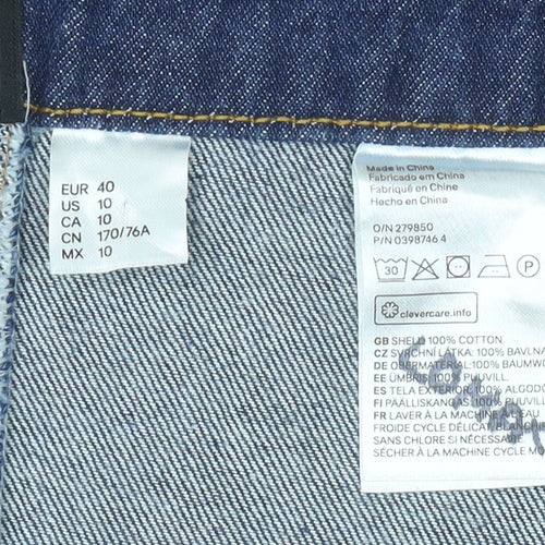 H&M Women’s Blue Denim Short Straight Skirt Size 12 Mid Rise Zip Casual
