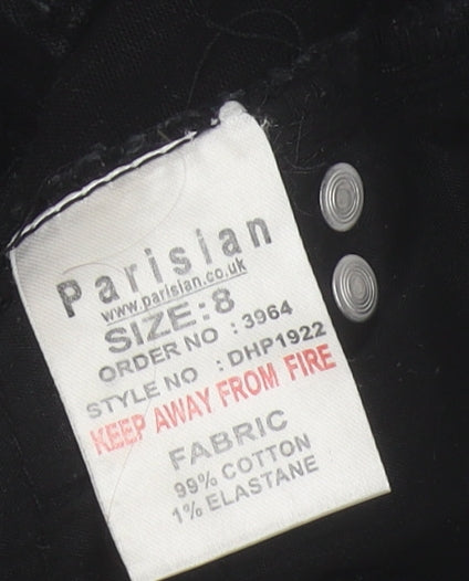 Parisian Women’s Black Size 8 Stretch Denim Hot Pants Embroidered