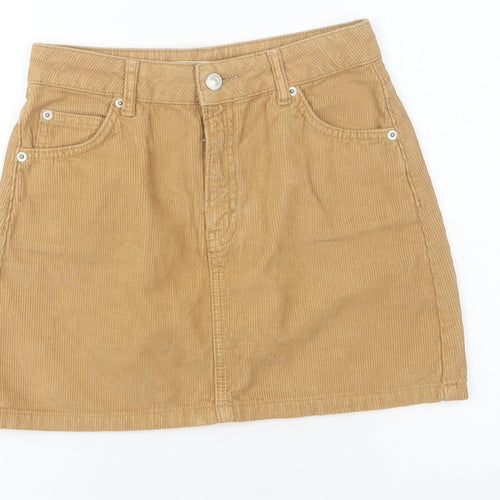 Topshop Women’s Beige Corduroy Short Skirt Size 6 High Rise