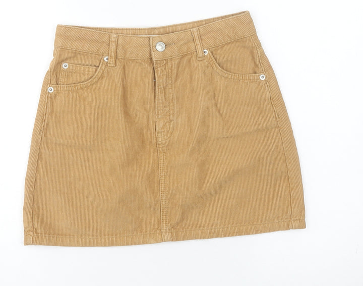 Topshop Women’s Beige Corduroy Short Skirt Size 6 High Rise