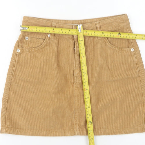 Topshop Women’s Beige Corduroy Short Skirt Size 6 High Rise