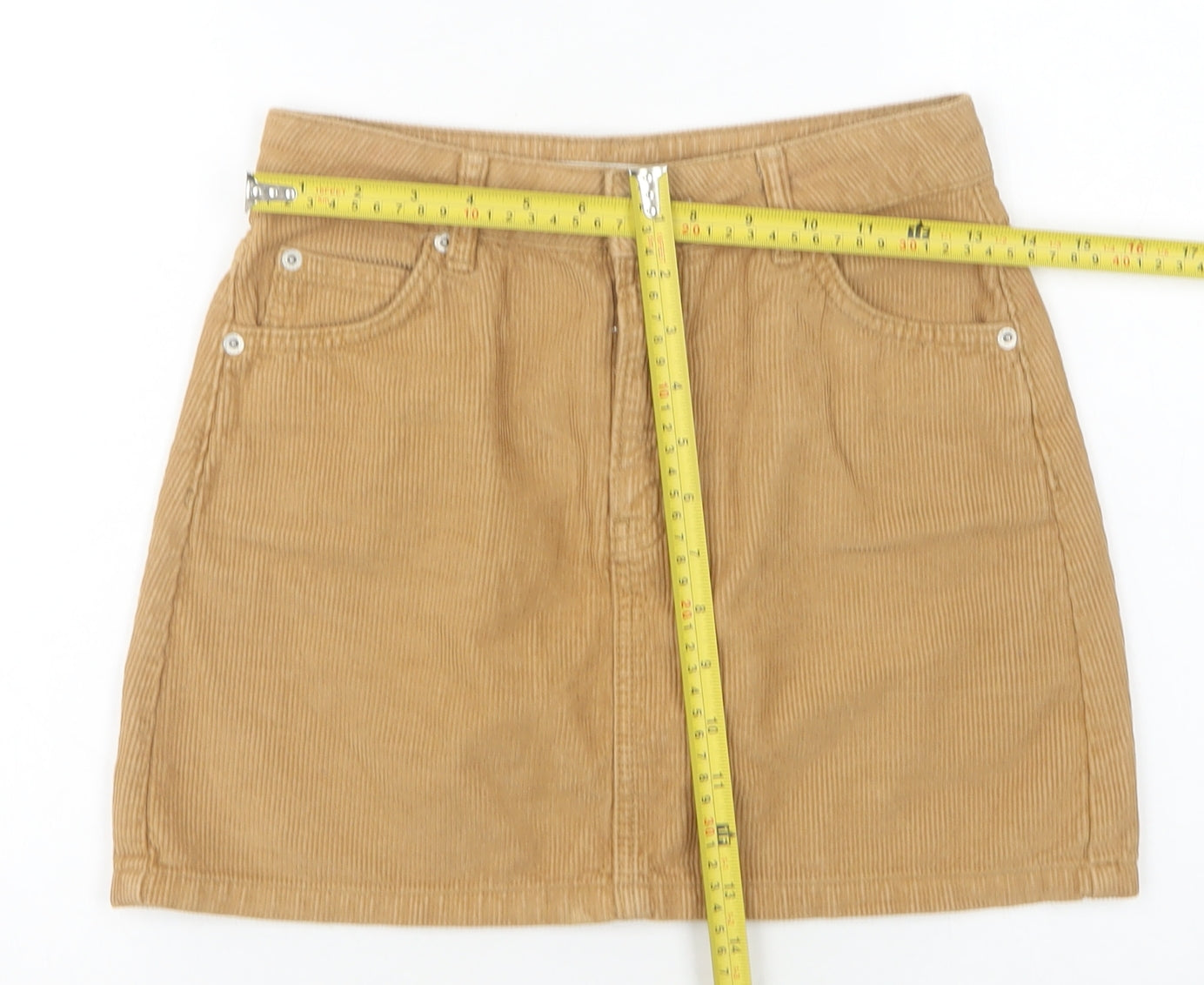 Topshop Women’s Beige Corduroy Short Skirt Size 6 High Rise