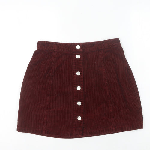 915 Generation Teens Red Corduroy Button Skirt Size 14 High Rise