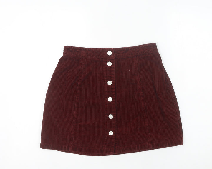 915 Generation Teens Red Corduroy Button Skirt Size 14 High Rise