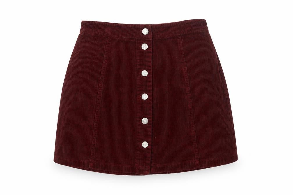 915 Generation Teens Red Corduroy Button Skirt Size 14 High Rise