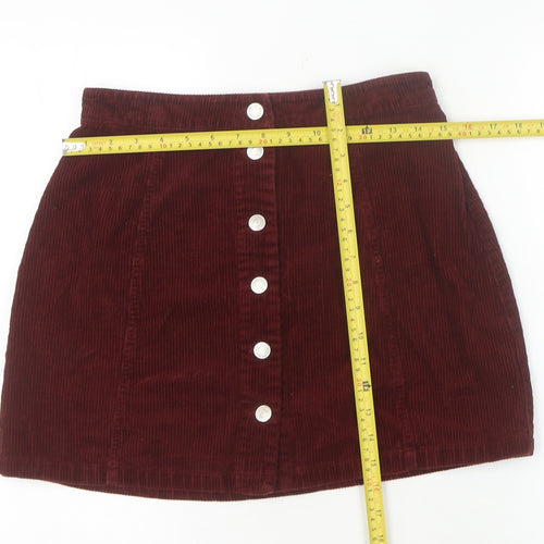 915 Generation Teens Red Corduroy Button Skirt Size 14 High Rise