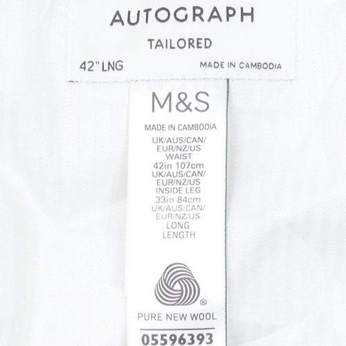 Marks and Spencer Men’s Grey Wool Check Dress Trousers 42W 33L
