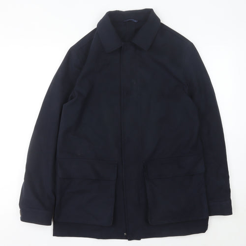Sarto Men's Blue Mid-Length Felt Jacket Size M Regular Fit