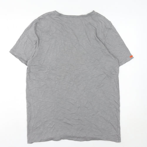 Superdry Men's Grey V-Neck Short Sleeve Jersey Cotton T-Shirt M