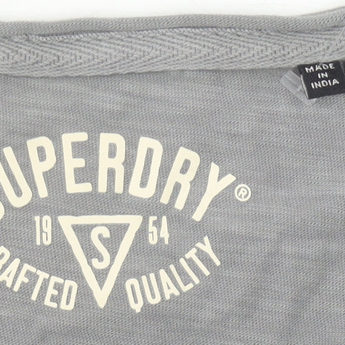 Superdry Men's Grey V-Neck Short Sleeve Jersey Cotton T-Shirt M