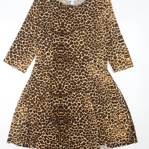 Blue Vanilla Women’s Brown Leopard Print A-Line Dress Size 14